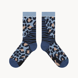 Grey-Blue Snow Leopard Crew Socks