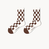 Checkerboard Hearts Crew Socks